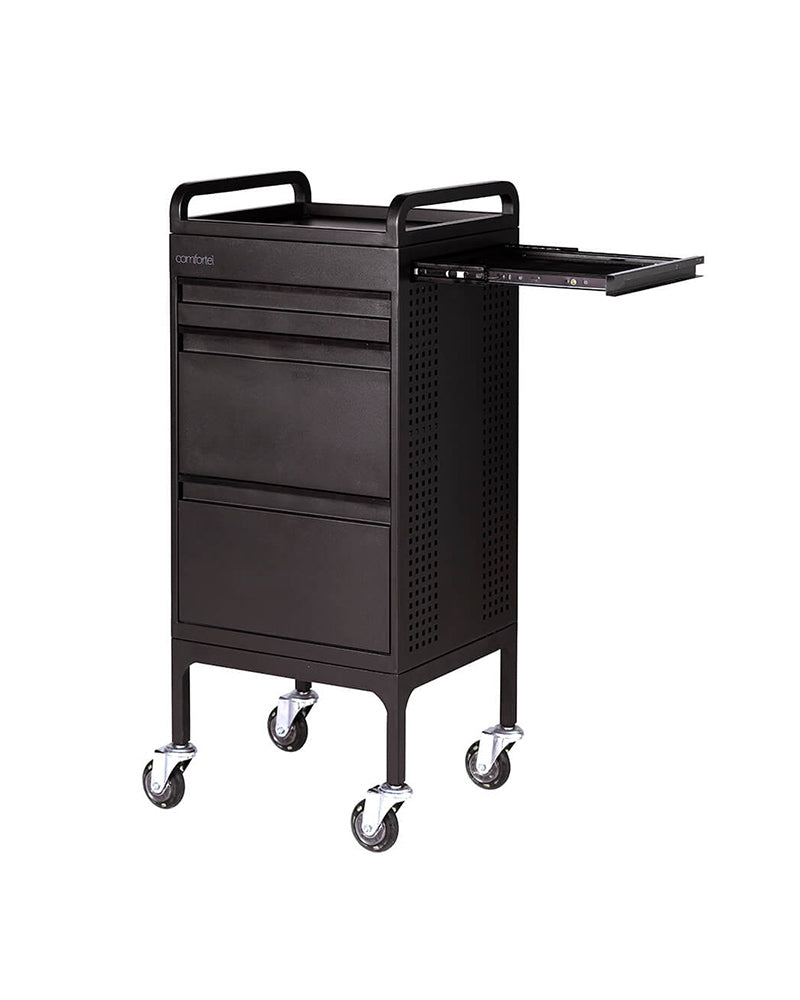 Studio 3 - Black trolley - 3 drawers and extra table top